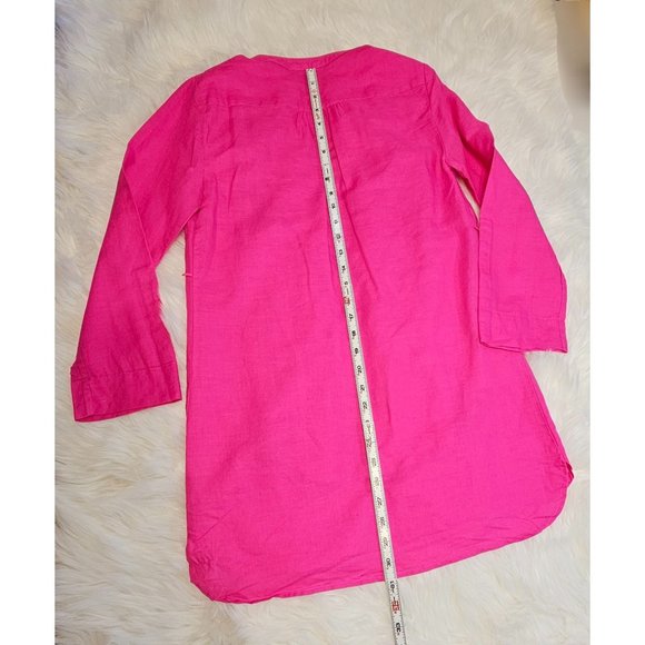 Dana Buckman Lined Long Sleeve Linen Mini Dress, XSmall - Picture 2 of 8